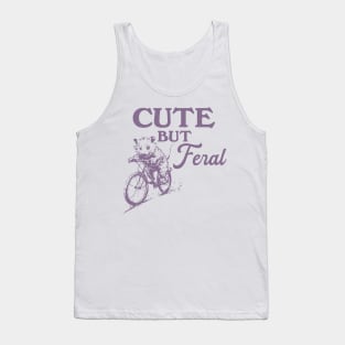 Cute But Feral Possum On A Bike Shirt, funny possum meme Tank Top